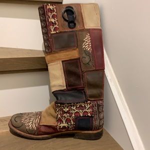 Timberland limited edition one of a kind leather patchwork below knee